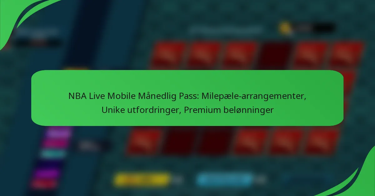 NBA Live Mobile Månedlig Pass: Milepæle-arrangementer, Unike utfordringer, Premium belønninger