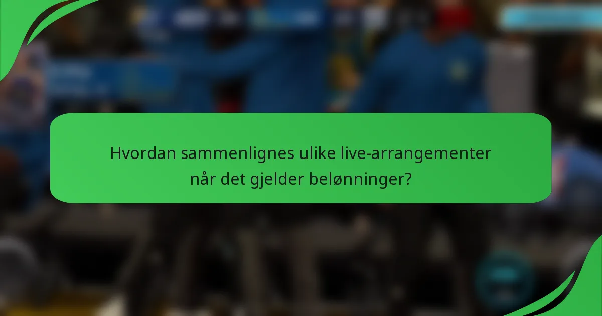 Hvordan sammenlignes ulike live-arrangementer når det gjelder belønninger?