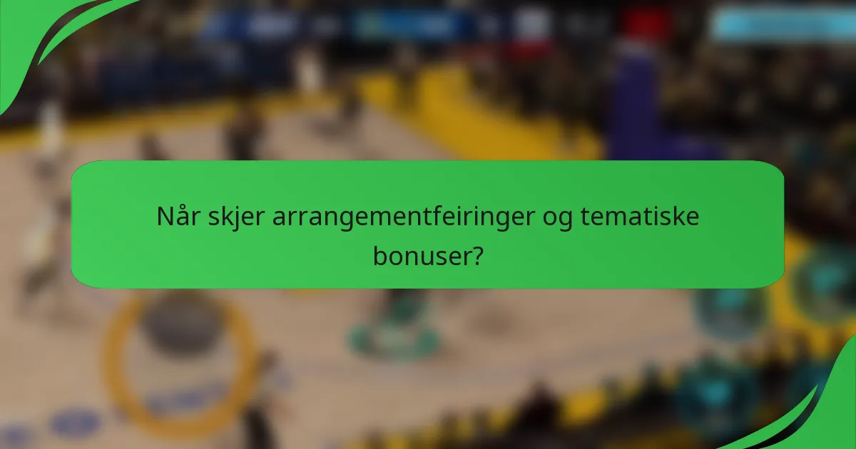Når skjer arrangementfeiringer og tematiske bonuser?